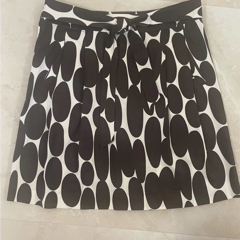 Ann Taylor Loft Skirt Size 6P Brown White Abstract Side Zip Up Pockets Cotton - Picture 1 of 8